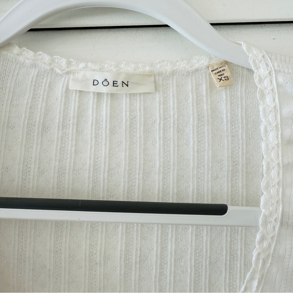 Doen Cream Ribbed Henley Top - Picture 3 of 5